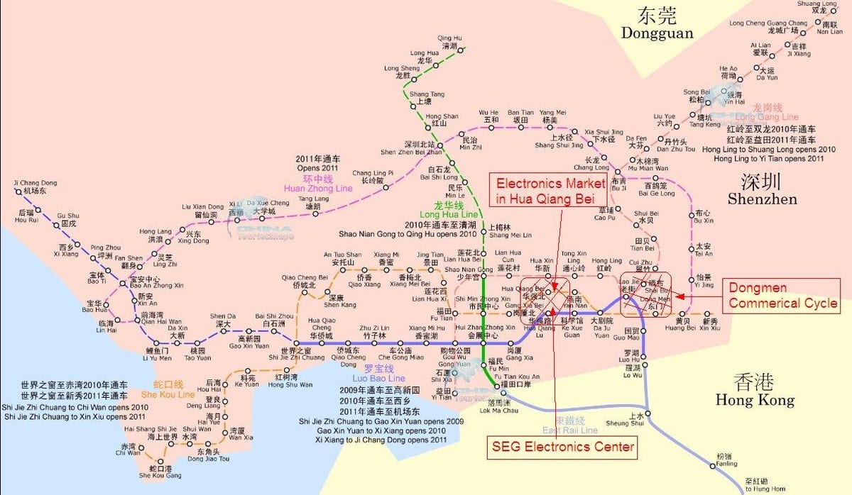 térkép Shenzhen elektronikai piac