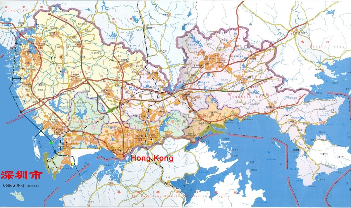 térkép Shenzhen ems Kína