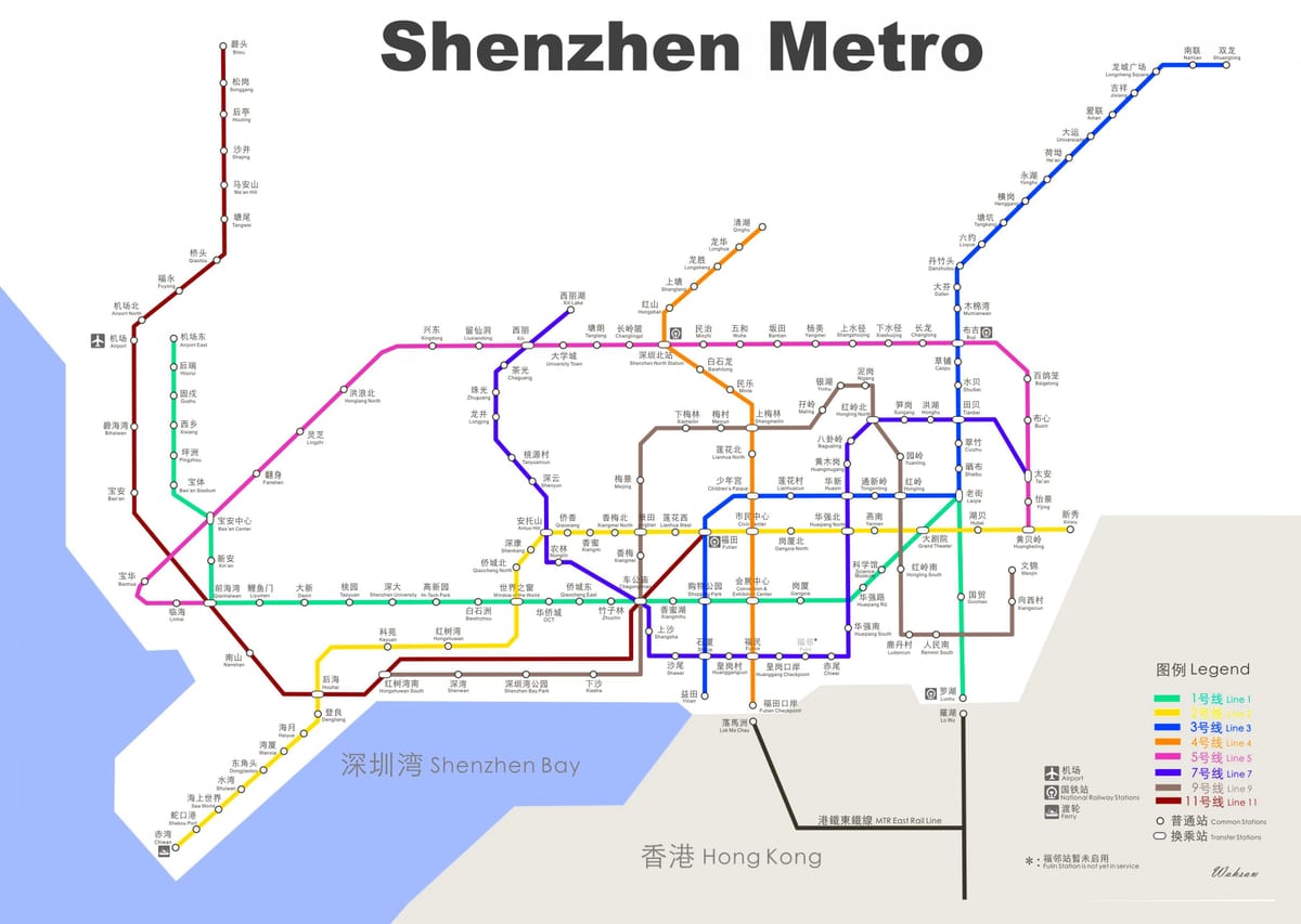 Shenzhen metró térkép 2016