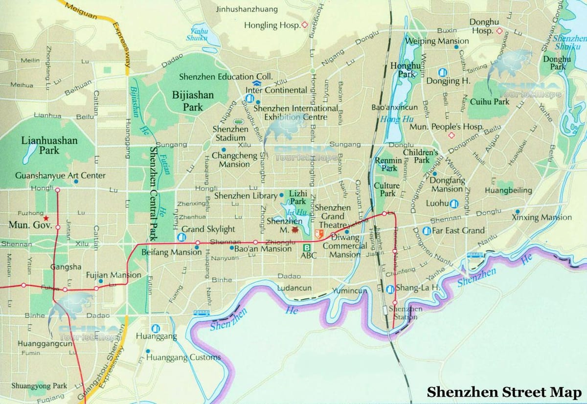 térkép Shenzhen kerületek