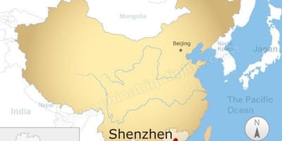 Shenzhen helyen Kína térkép